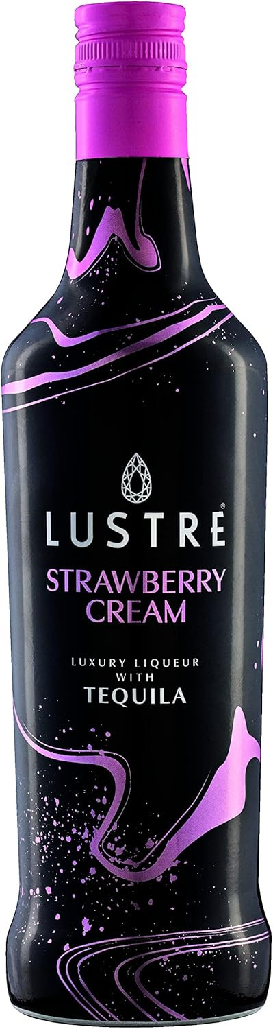 LUSTRE Vegan Cream Liqueur | Strawberry Tequila Cream | Luxury Liqueur | Rose Pink Tequila | Shots | 15% ABV | Lactose Free, Dairy Free | Perfect for Parties, Birthday Gift, Cocktail Ingredient