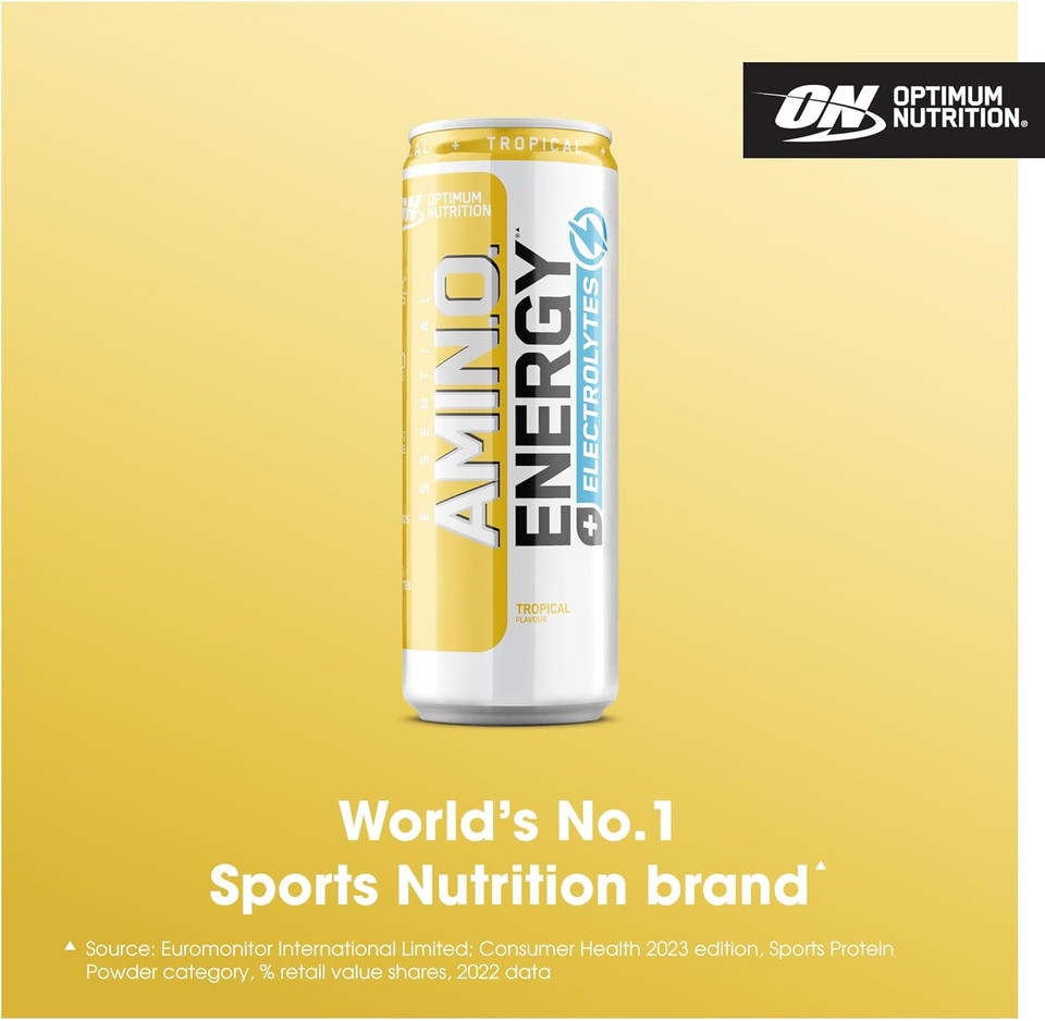Optimum Nutrition Essential Amino Energy + Electrolytes, Ready to Drink Sugar Free EAA Energy Drink with Electrolytes and Caffeine, Workout Supplement for Men and Women, Pink Lemonade, 24x250 ml Optimum Nutrition Essential Amino Energy + Electrolytes, Ready to Drink Sugar Free EAA Energy Drink with Electrolytes and Caffeine, Workout Supplement for Men and Women, Pink Lemonade, 24x250 ml