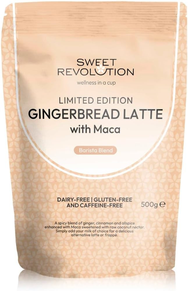 Organic Gingerbread Latte with Maca Barista Blend (1 x 500g) Catering Pack. Caffeine Free, Gluten Free, Dairy Free, Refined Sugar-Free