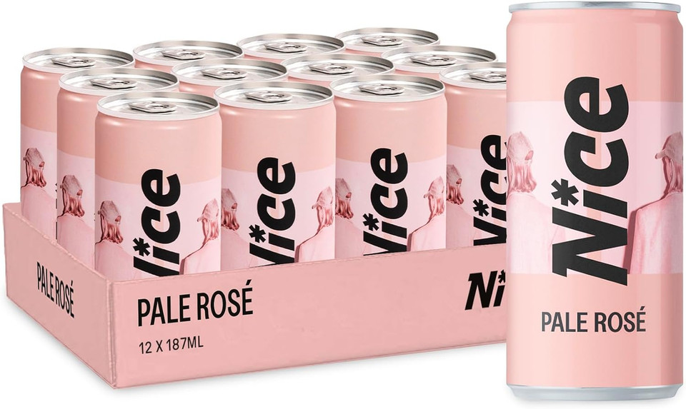 NICE Pale Rosé, French Wine in a Can, Dry, Pale, French Rosé from Languedoc, Hint of Strawberry, 12 x 187ml Canned Wine