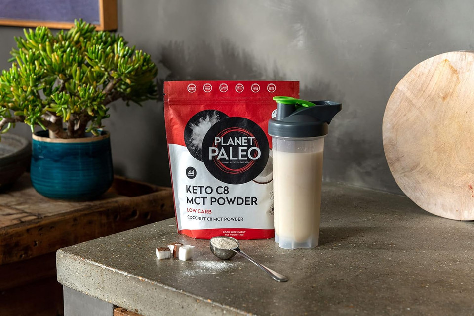 Planet Paleo Keto Collagen - High Protein, Low Carb, Coffee Creamer, Neutral-Tasting Ketongenic Boost (C8 MCT, 440g)