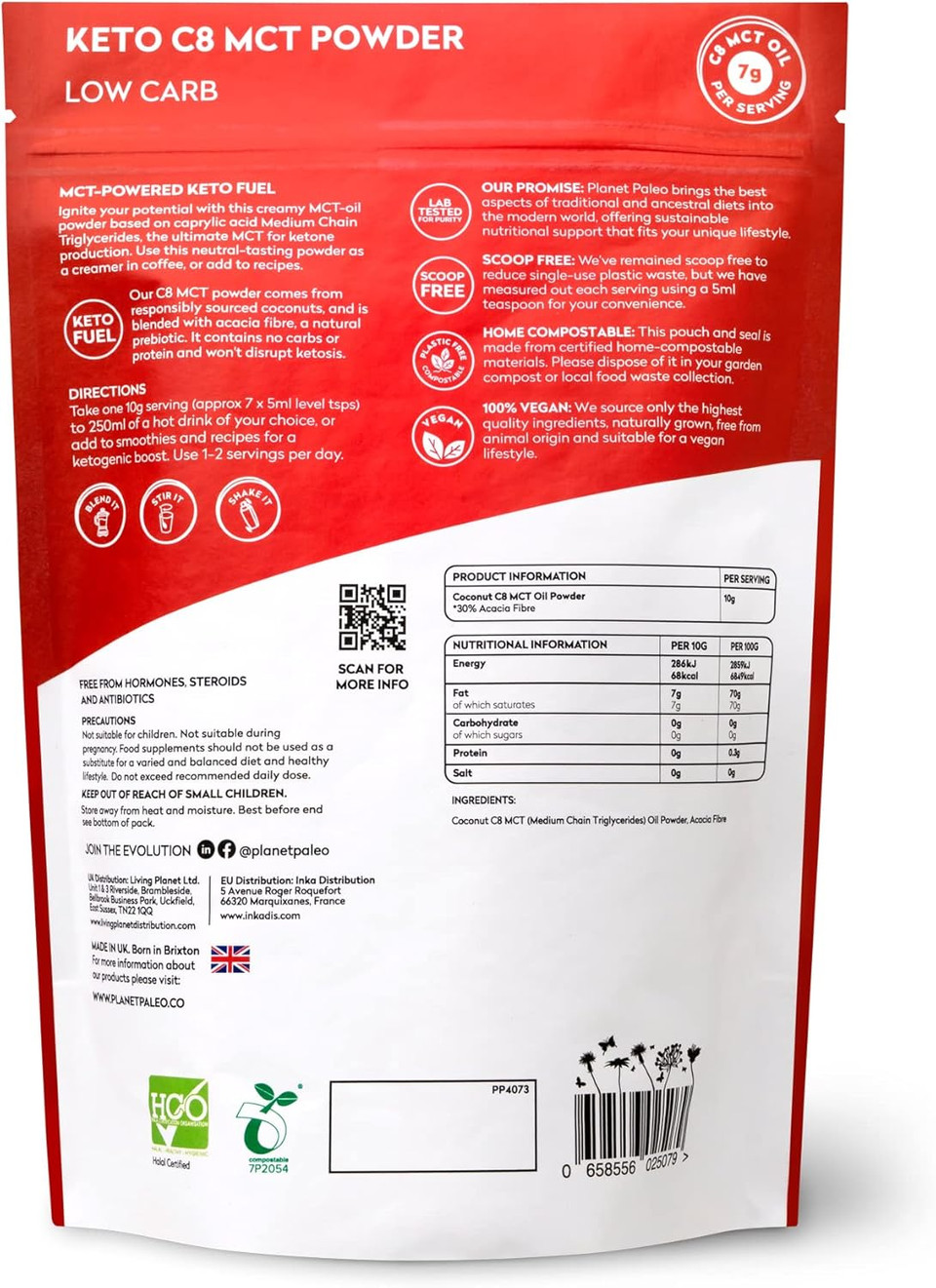 Planet Paleo Keto Collagen - High Protein, Low Carb, Coffee Creamer, Neutral-Tasting Ketongenic Boost (C8 MCT, 440g)