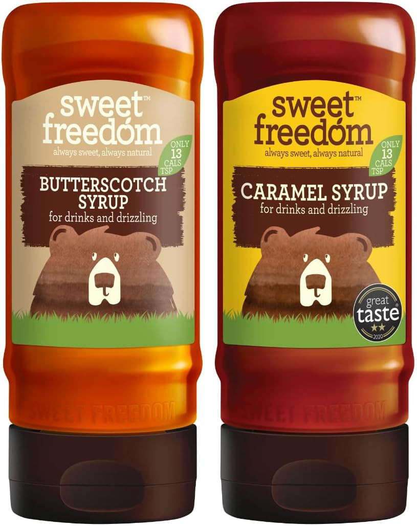 Sweet Freedom Butterscotch Syrup Pack of 1 X Sweet Freedom Caramel Syrup Pack of 1