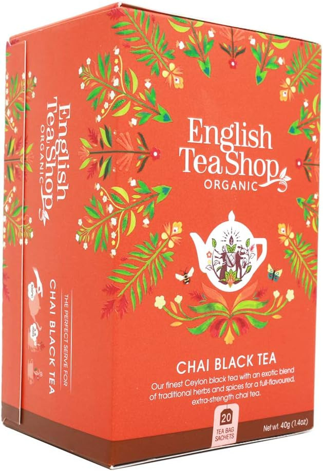 English Tea Shop Organic Chai Black Tea - 20 Tea Bag Sachets