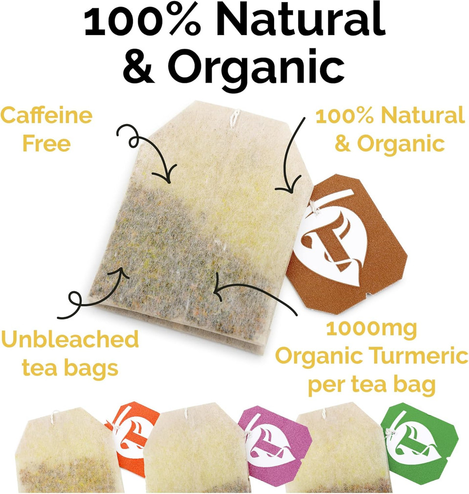 Taka Turmeric, 1 pack (15 Teabags) Organic Masala Chai Tea Bags with Turmeric & Black Peppercorns, Turmeric Tea, Herbal Tea, Flavoured Tea, No Added Flavourings, Recyclable Packaging
