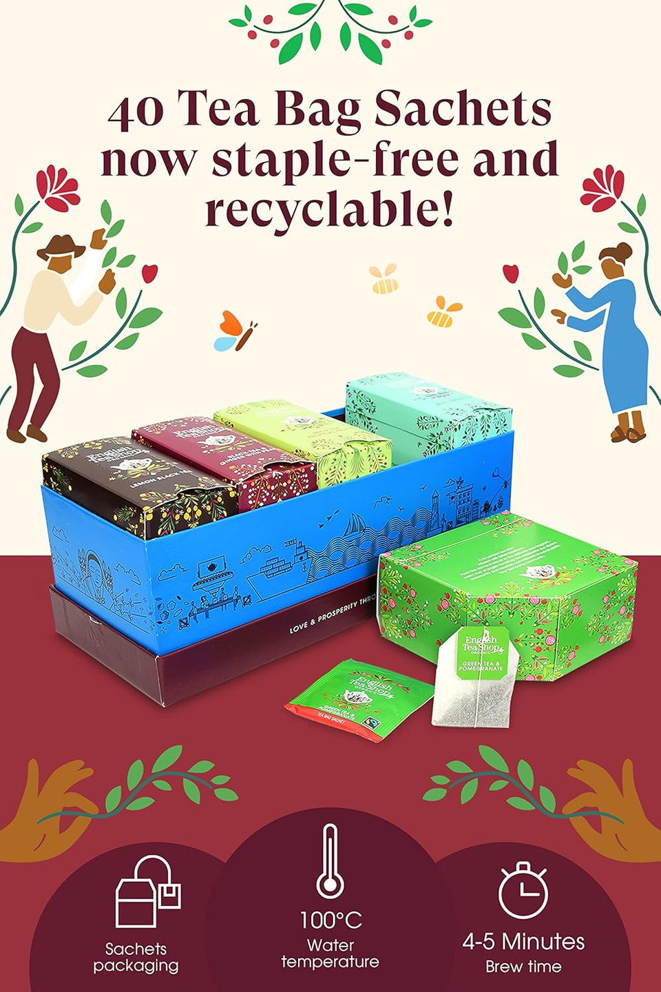 English Tea Shop Organic Flavourful Favourites - 40 Tea Bag Sachets