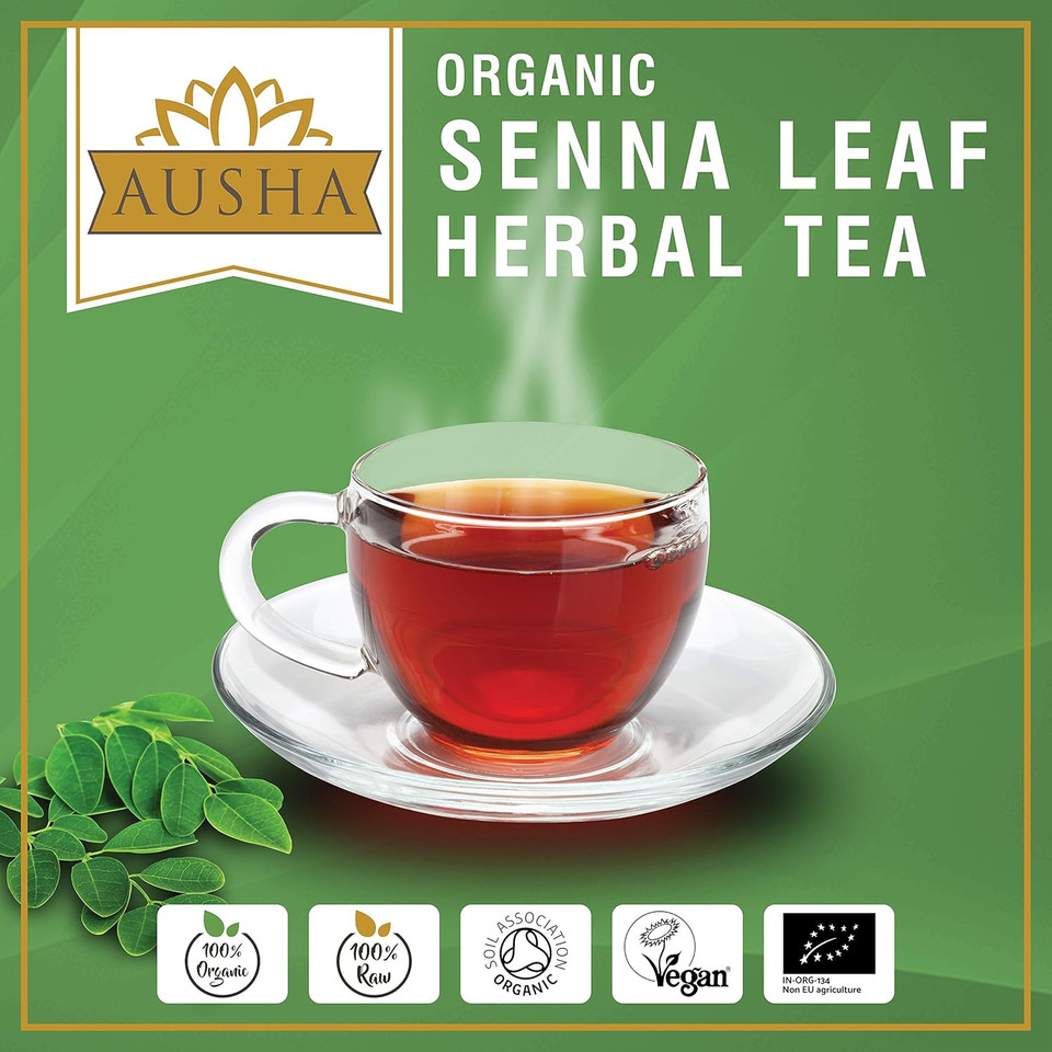 Ausha Organic Senna Tea Bags - 40 Bags - UK Certified Organic by Soil Association - Constipation Relief - Laxative Tea Caffeine Free, Digestion, Colon Cleanse