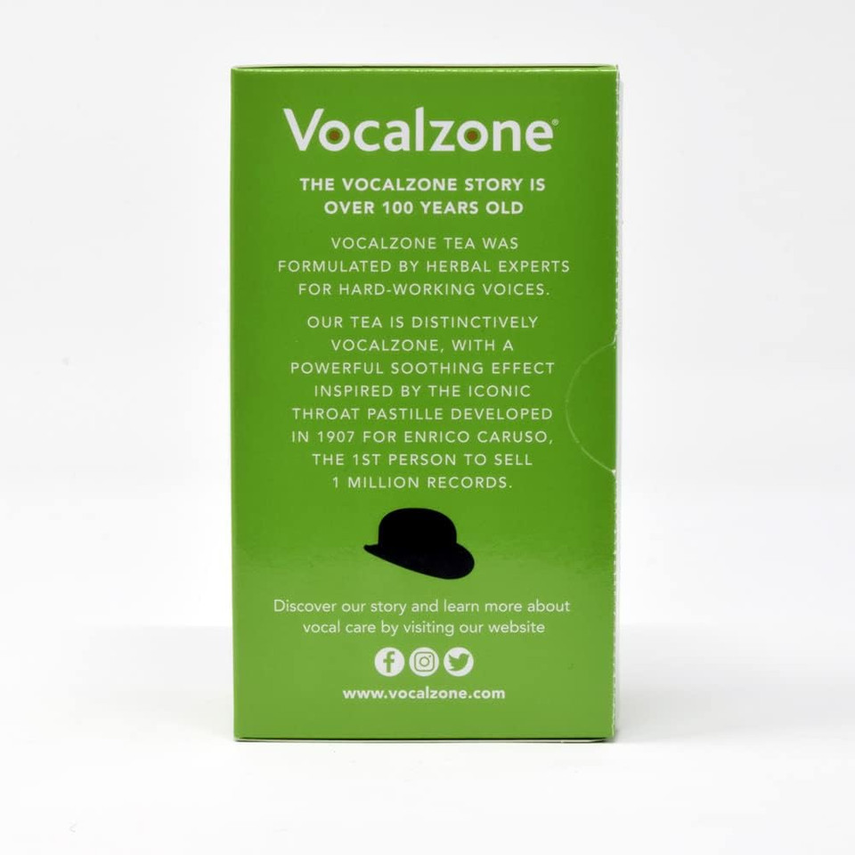 Vocalzone Tea for Throat & Voice Care - Red Sage & Fennel. Caffeine Free Herbal Tea Blend. 25 Tea Bags. Contains Liquorice Root