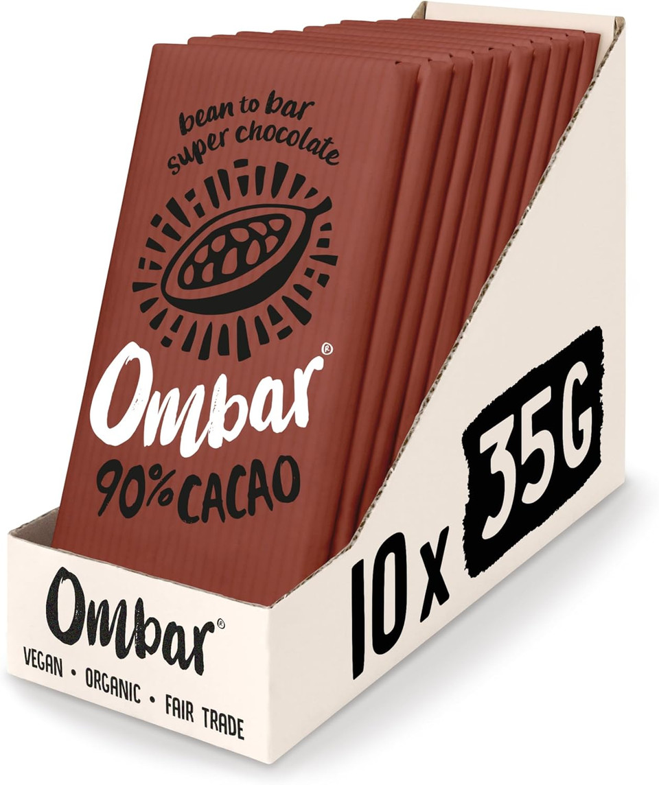 Vegan Chocolate - Ombar Coco 60% Dark Chocolate (35g x 10 Bars) Organic, Fair Trade, Dairy Free and Gluten Free Chocolate