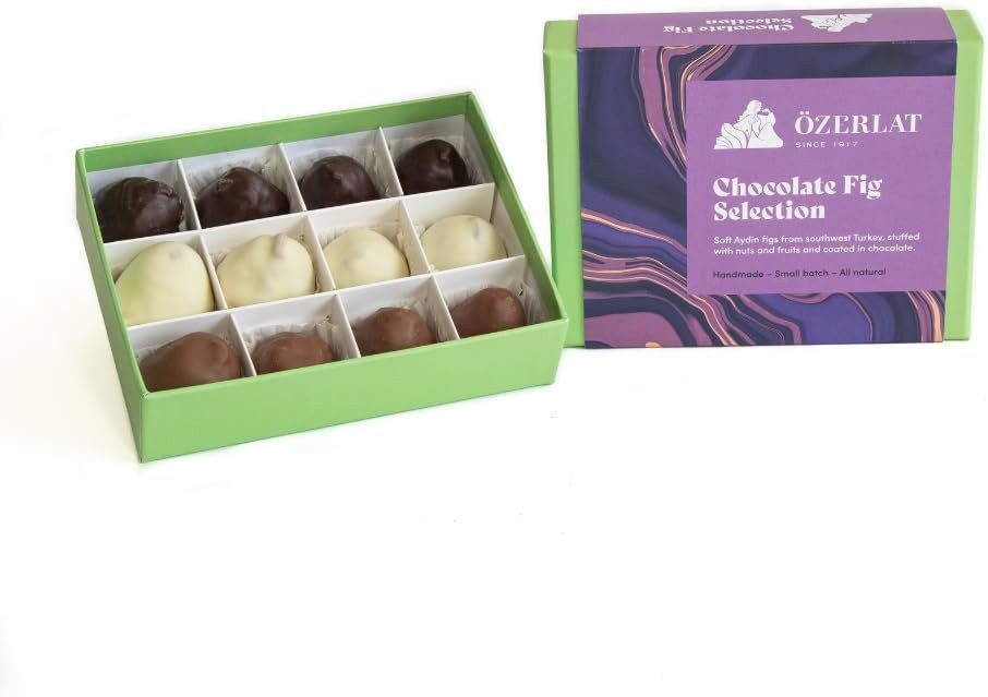 Ozerlat Belgian Chocolate Fig Selection, Dark, Milk & White, Fruit & Nuts 230g