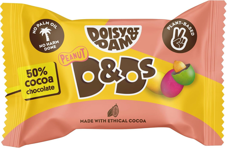 Doisy & Dam Dark Chocolate Peanuts (18 x 30g Pack) | Crunchy chocolate covered Peanut (D&Ds) | Single Origin | 50% Cocoa | No Palm Oil | Vegan Ethical Sharing Bags | Dairy-Free | Natural Ingredients