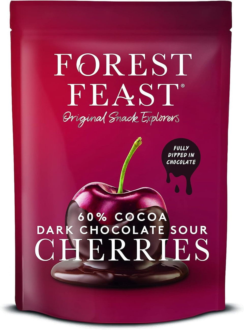 Forest Feast 60% Cocoa Dark Chocolate Sour Cherries 6 x 120g | Sweet Dried Cherries Chocolate Covered Fruit Snack with 60% Belgian Dark Chocolate, Gluten Free & Vegan Snack Forest Feast 60% Cocoa Dark Chocolate Sour Cherries 6 x 120g | Sweet Dried Cherries Chocolate Covered Fruit Snack with 60% Belgian Dark Chocolate, Gluten Free & Vegan Snack