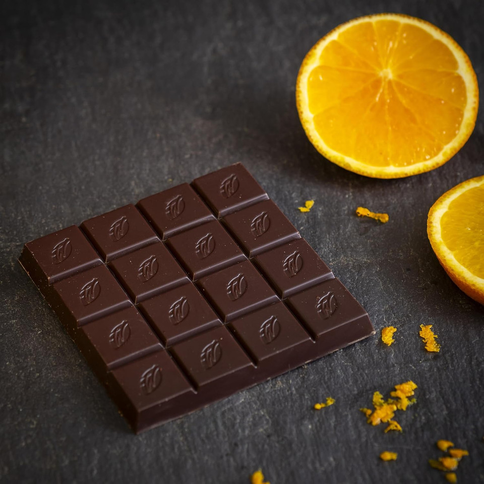 Willie's Cacao - Luscious Orange, 65% dark chocolate with orange bar - Vegan - 50g x 12 - Vegan chocolate - Artisan chocolate - Bean to bar