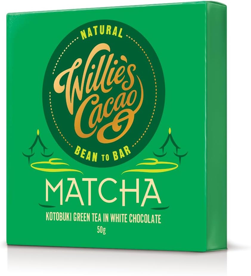 Willie's Cacao - Matcha chocolate bar, White Chocolate with ceremonial grade matcha - 50g x 12 - Artisan chocolate - Bean to bar