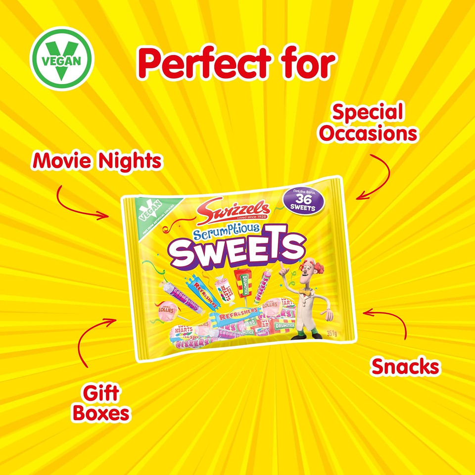 Swizzels Scrumptious Sweets - A Large Selection of Mouthwatering and Chewy Candy Treats 351g bag