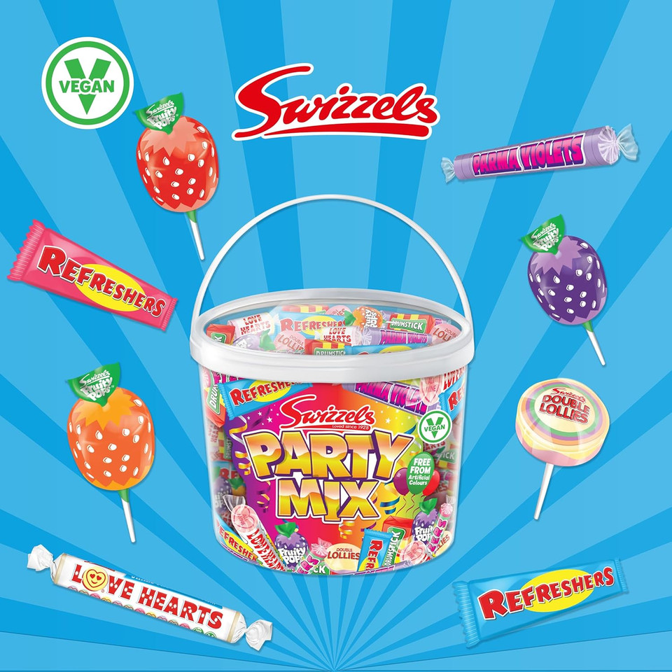 Swizzels Party Mix Tub 785g Retro Sweets in Bulk Vegan Friendly Family Favourite Sweets Ideal for Parties Birthdays Halloween Christmas large