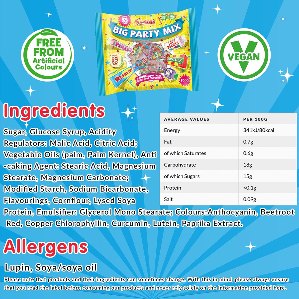 Swizzels Big Party Mix Bag 900g - A Large Selection of Delicious and Fruity Candy Treats Perfect for Parties and Special Occasions
