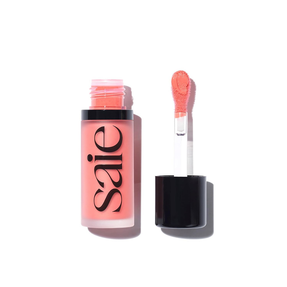Saie Dew Blush - Lightweight, Blendable + Buildable Cream Gel Blush For A Dewy Cheek Tint - Doe Foot Wand Makeup Applicator - Poppy (0.40 Oz)Poppy