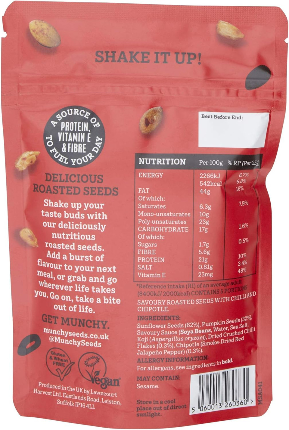 MUNCHY SEEDS Savoury Sprinkles Snack Toasted Tamari 125g Sunflower Seeds Pumpkin Seeds Sesame Seeds Sprinkle on Salads,Soups,Savoury Dishes,Vegan, Omega 3 Fatty Acids,Protein,Fibre Vitamin E