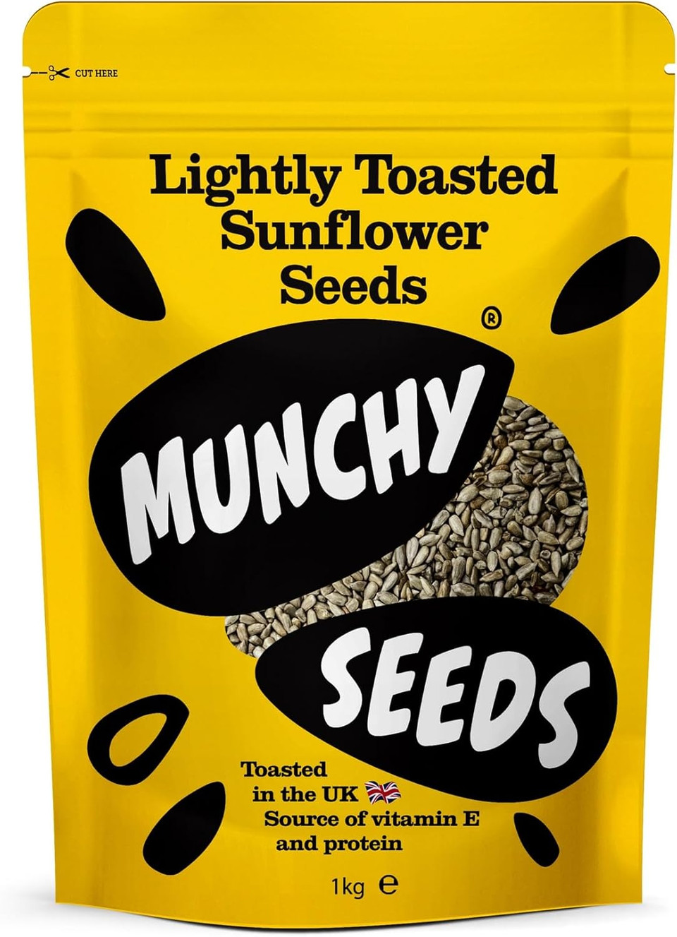 Munchy Seeds Lightly Toasted SUNFLOWER SEEDS, Source of Protein & Gluten Free, Packed w/Sunflower Seeds, Free From Nuts For Allergy Sufferers, Vegan Food for Cereals & Granola 500g, White