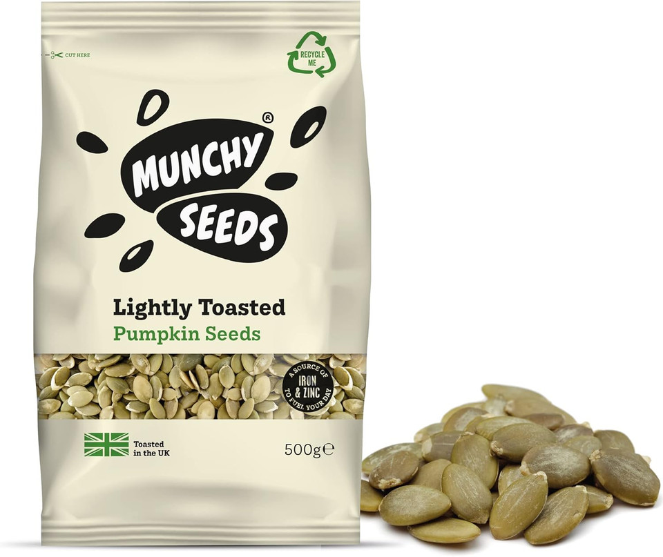 Munchy Seeds Lightly Toasted Pumpkin, Source of Protein & Gluten Free, Packed with, from Nuts for Allergy Sufferers, Vegan Food Baking, Breakfast Cereals Granola 500g, White