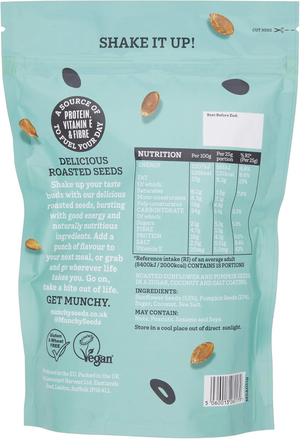 MUNCHY SEEDS Salted Caramel, Sunflower, Pumpkin, Protein Snack, Plant-Based Fibre & Vitamin E, Sweet & Delicious To Eat, Vegan Snacks for Kids & Adults, Add to Cereal or Salads - 450g Mega Pack