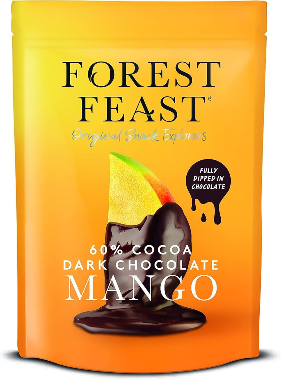 FOREST FEAST 60% Cocoa Dark Chocolate Mango 6 x 100g | Sweet Dried Mango Chocolate Covered Fruit Snack with 60% Belgian Dark Chocolate, Gluten Free & Vegan Friendly Snack FOREST FEAST 60% Cocoa Dark Chocolate Mango 6 x 100g | Sweet Dried Mango Chocolate Covered Fruit Snack with 60% Belgian Dark Chocolate, Gluten Free & Vegan Friendly Snack