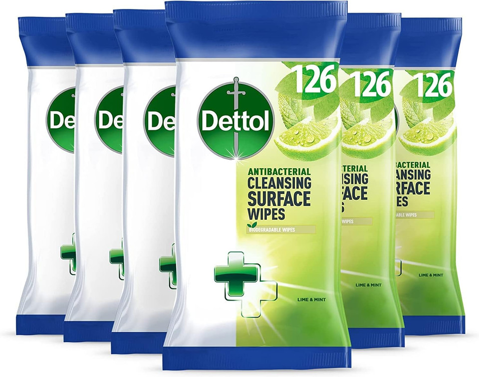 Dettol Antibacterial Cleansing Surface Wipes Lime & Mint 110 Large Wipes