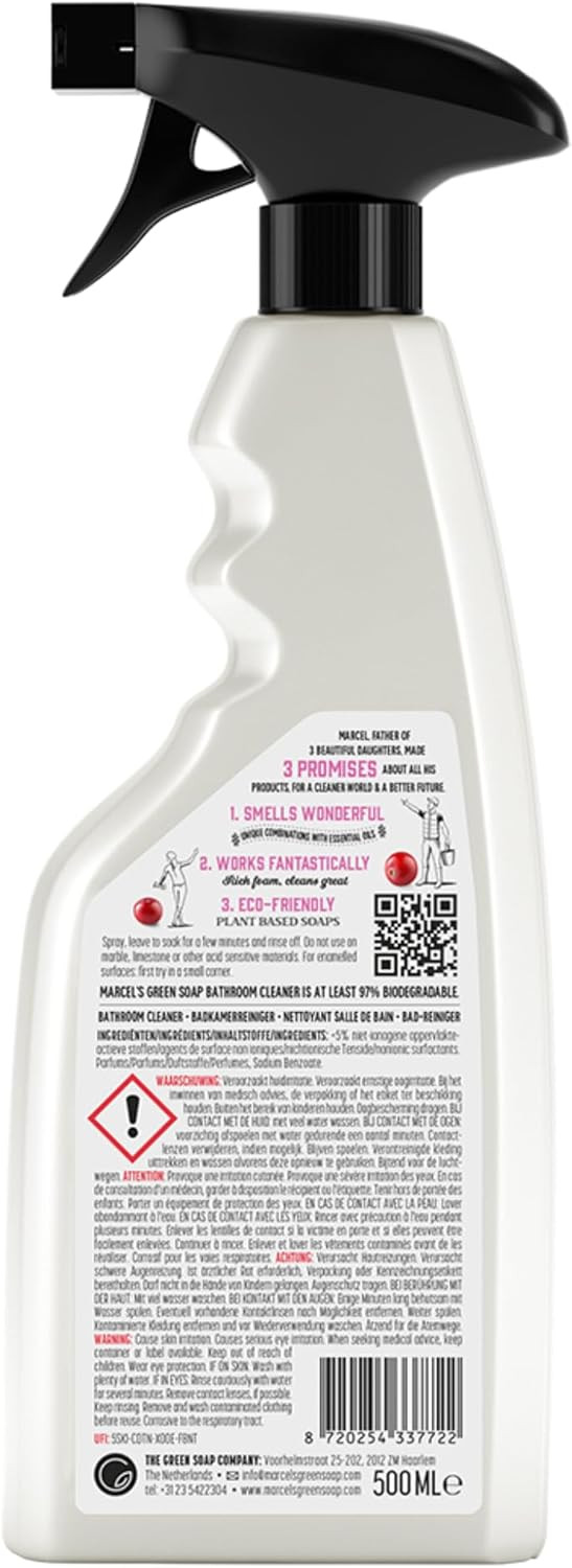 Marcel's Green Soap - Bathroom Cleaner Spray - Patchouli & Cranberry - Degreaser Spray - 97% biodegradable - 500ml