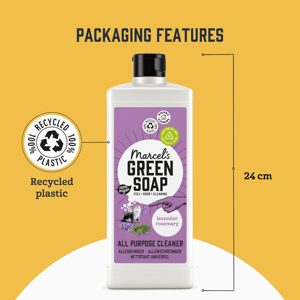Marcel's Green Soap - All-Purpose Cleaner Lavender & Rosemary - Surface Cleaner - Vegan - 97% Biodegradable - 750 ML