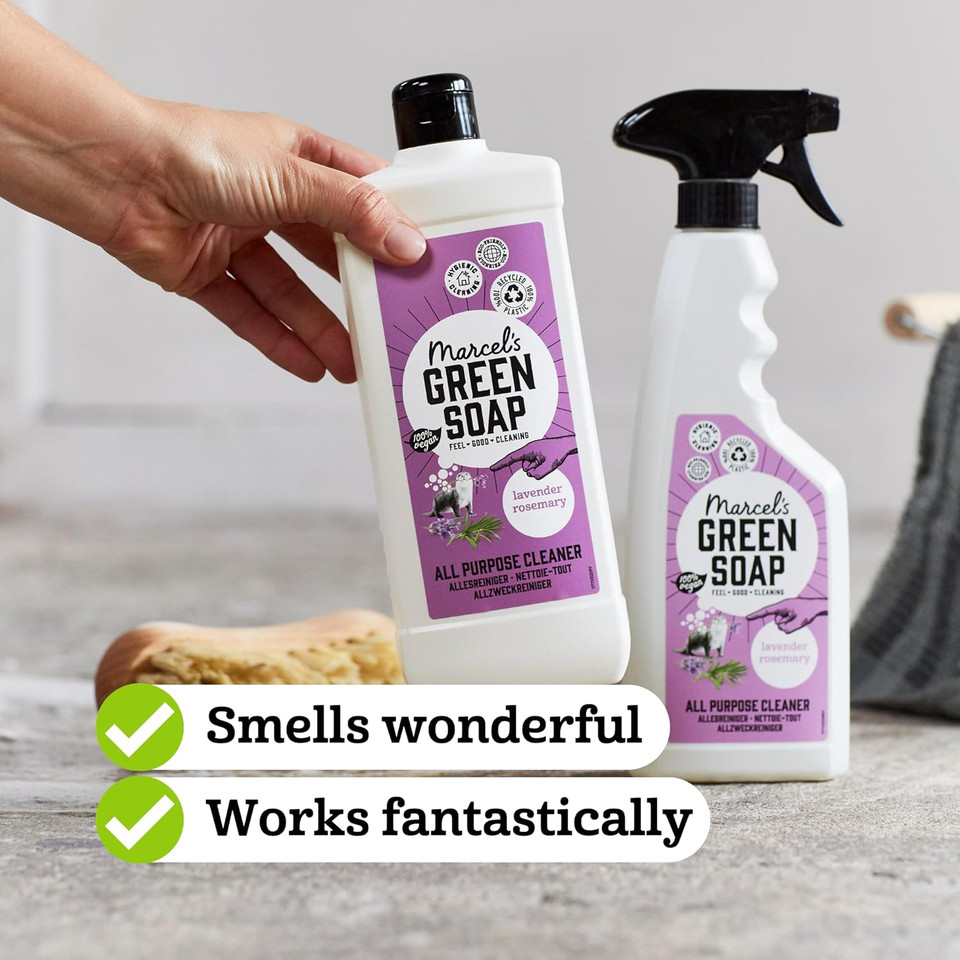 Marcel's Green Soap - All-Purpose Cleaner Lavender & Rosemary - Surface Cleaner - Vegan - 97% Biodegradable - 750 ML