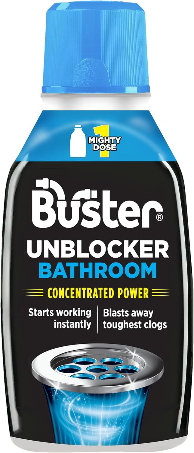 Buster Bathroom Plughole Unblocker  Fast-Acting Plughole Unclogger, Clears Blockages & Slow-Draining Water, 300ml
