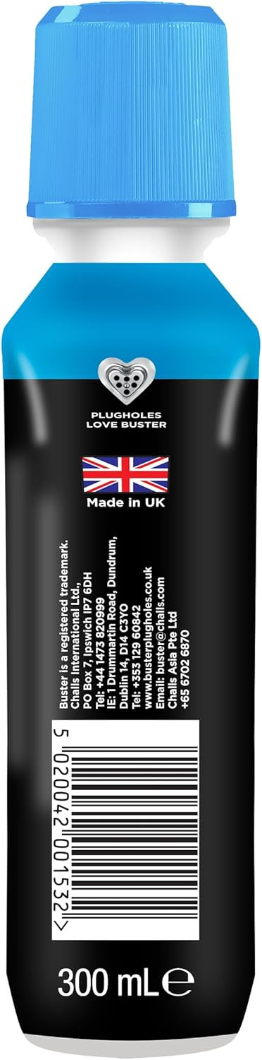 Buster Bathroom Plughole Unblocker  Fast-Acting Plughole Unclogger, Clears Blockages & Slow-Draining Water, 300ml