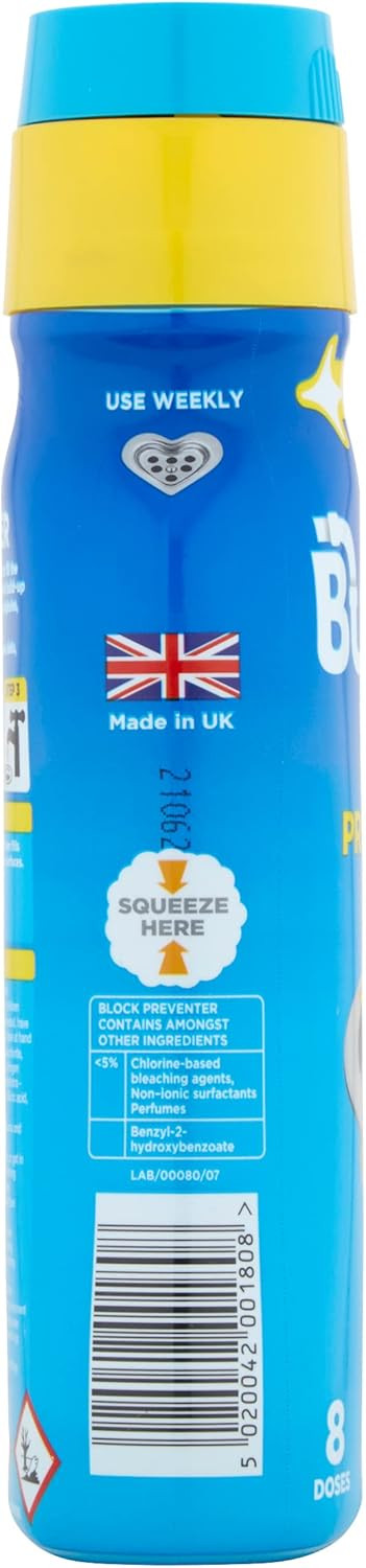 Buster Plughole Block Preventer, 500ml, Prevent Blockages in Bathrooms and Kitchens and Deep Clean to Protect Against Build-Up-For Use in All Plugholes, Pipes and Overflows