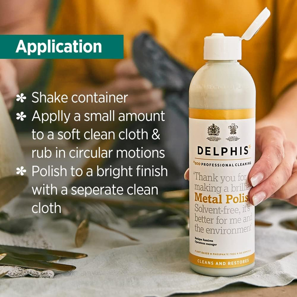 Delphis Eco Metal Polish Liquid 350ml | Multi Metal Polish Liquid | Easy to Use | Eco Friendly Metal Cleaner