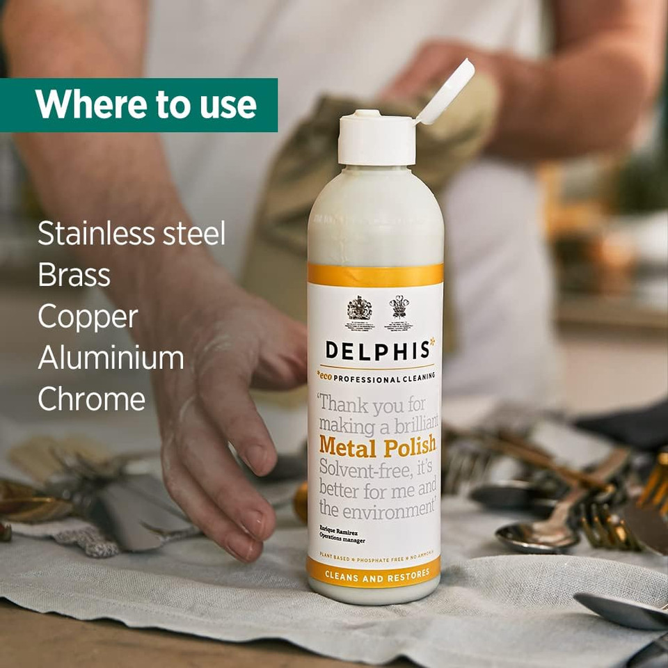 Delphis Eco Metal Polish Liquid 350ml | Multi Metal Polish Liquid | Easy to Use | Eco Friendly Metal Cleaner