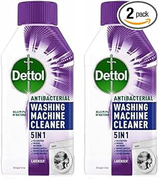 Dettol Antibacterial Washing Machine Cleaner, Removes Limescale, Dirt & Bad Odours, Lavender 250ml (Pack of 2)