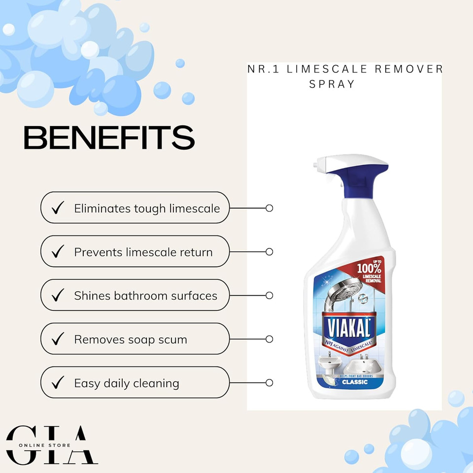 Limescale Remover Spray Bundle: Heavy Duty Limescale Remover Bathroom Cleaner Spray with 2 Bonus Crevice Cleaning Brushes - Ideal for Limescale Removal on Toilet, Shower & Kitchen Surfaces