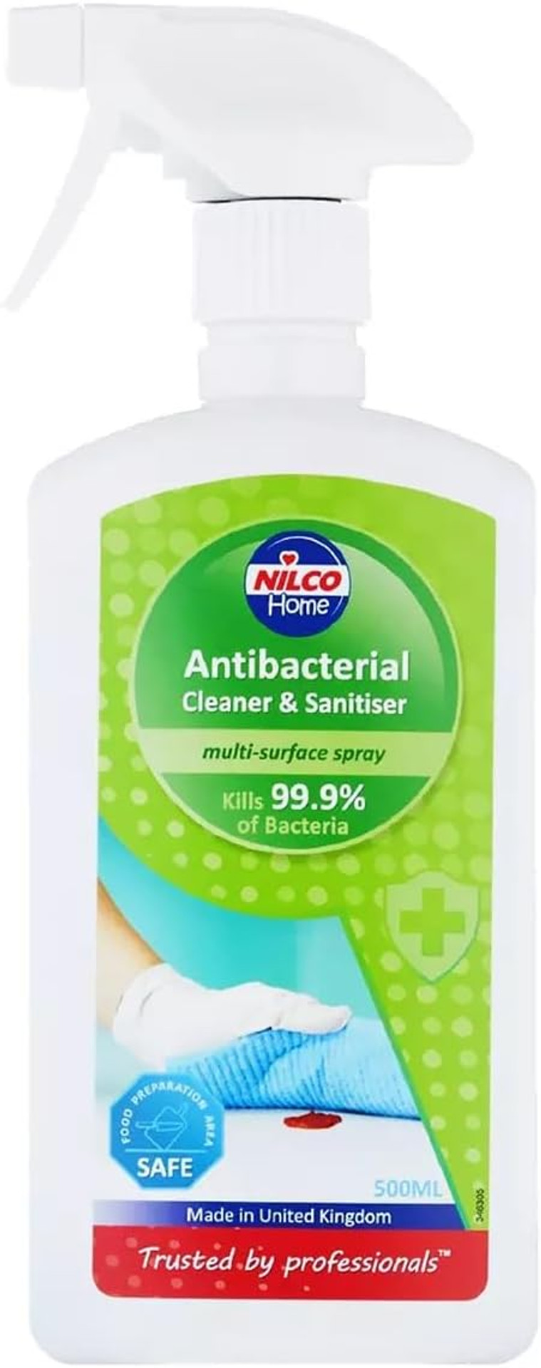 Nilco Antibacterial Cleaner and Sanitiser Multi-Surface Spray, 500 ml (Pack of 6)