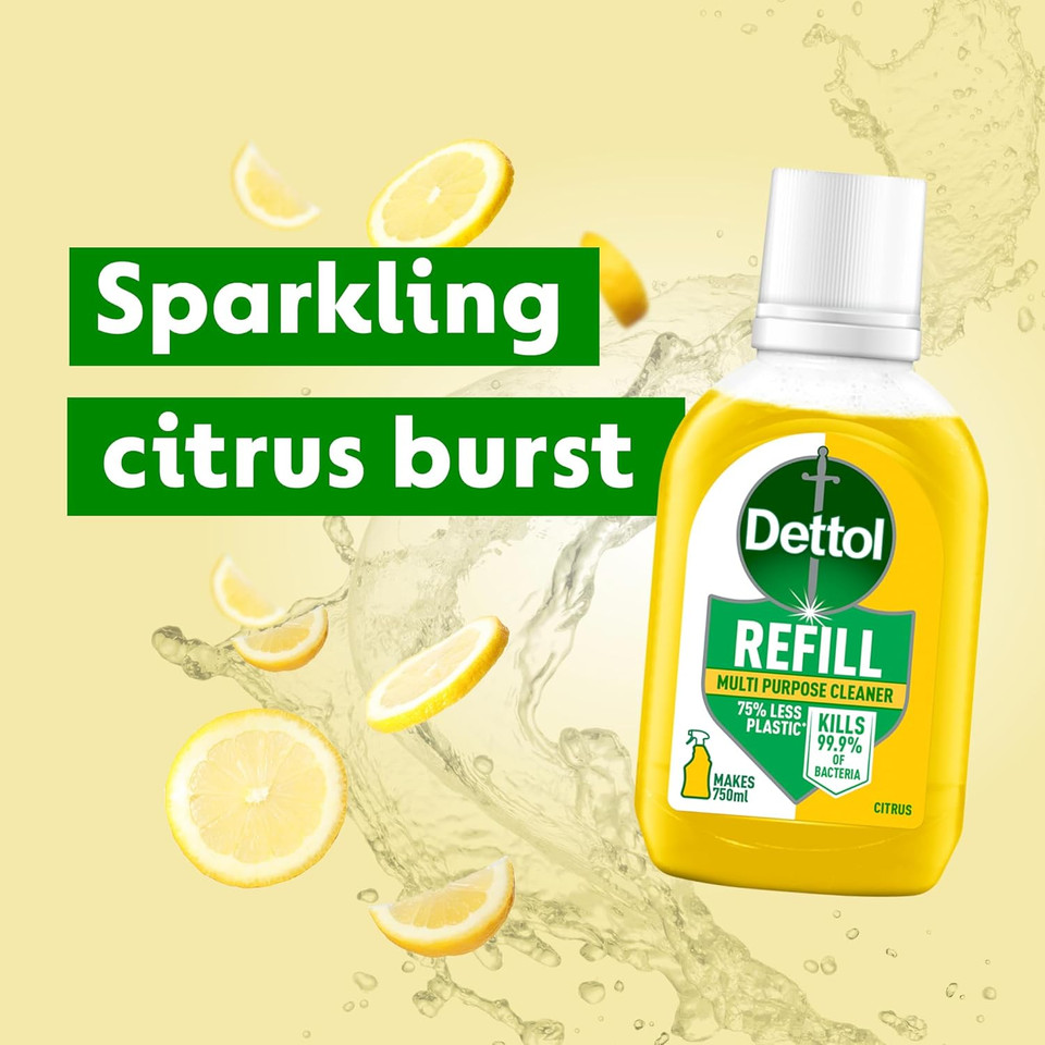 Dettol Cleaner Spray Refill, Citrus, Multipack of 6 X 50ml, Total 300ml, Makes 750ml Per Refill, Kitchen Spray Cleaner, Kills 99.99% of Germs, Antibacterial, Disinfectant, Household Cleaners Dettol Cleaner Spray Refill, Citrus, Multipack of 6 X 50ml, Total 300ml, Makes 750ml Per Refill, Kitchen Spray Cleaner, Kills 99.99% of Germs, Antibacterial, Disinfectant, Household Cleaners