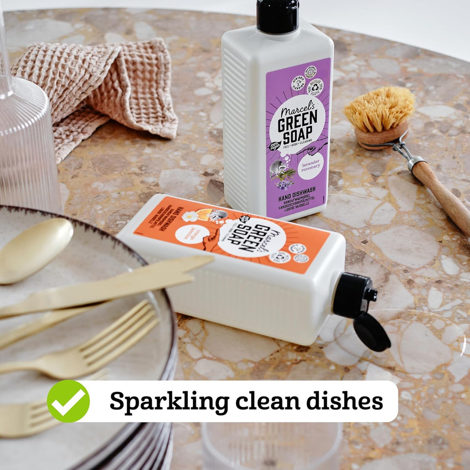 Marcel's Green Soap - Washing Up Liquid Orange & Jasmine - Dishwashing Liquid - Vegan - Recycled Plastic - 97% Biodegradable - 500 ML