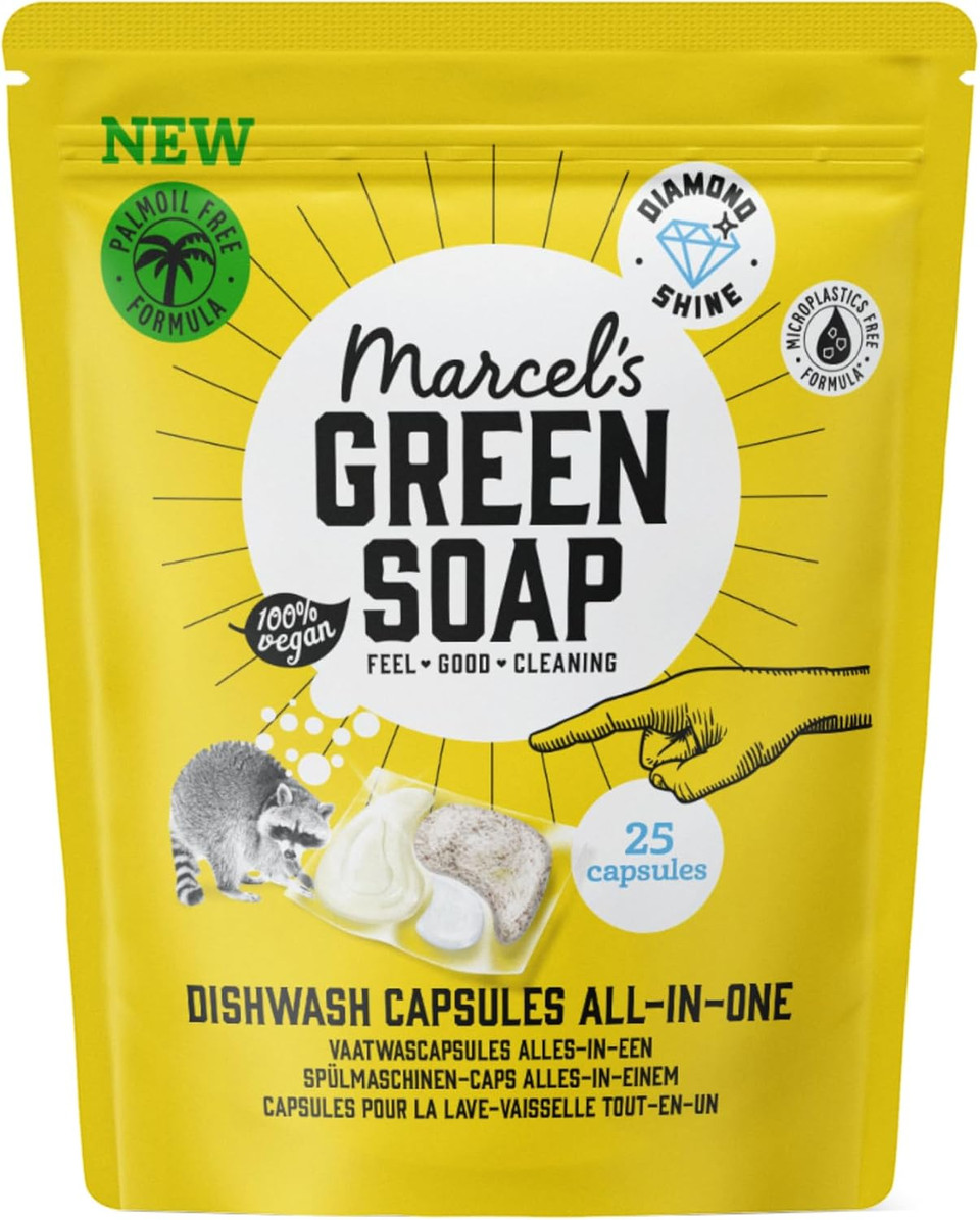 Marcel's Green Soap Dishwash Tablets - Grapefruit & Lime - 97% biodegradable - Natural ingredients - 25 tablets