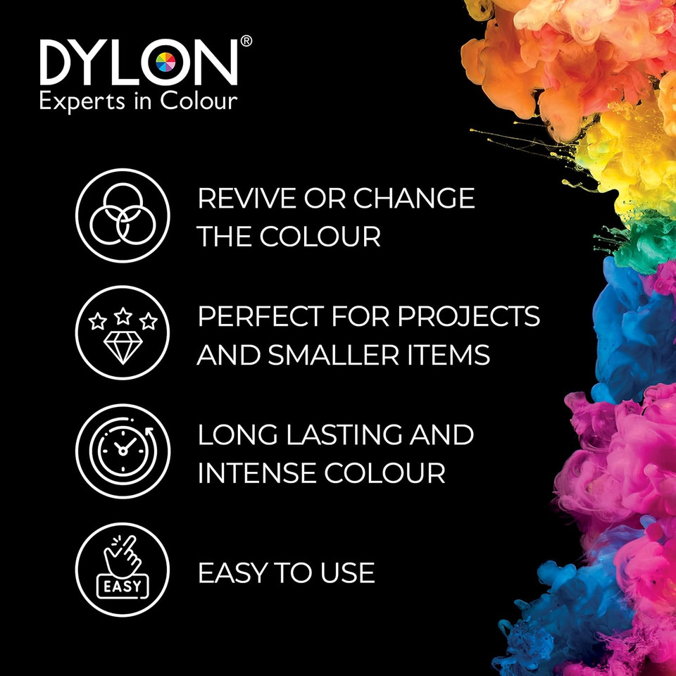 DYLON Hand Dye, Fabric Dye Sachet for Clothes, Soft Furnishings and Projects, 50 g - Intense Black