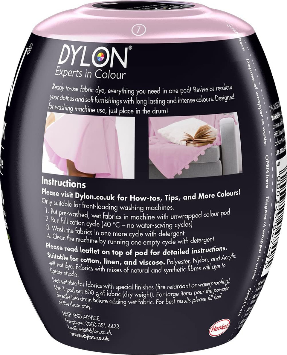 DYLON Washing Machine Fabric Dye Pod for Clothes & Soft Furnishings, 350g  Peony Pink