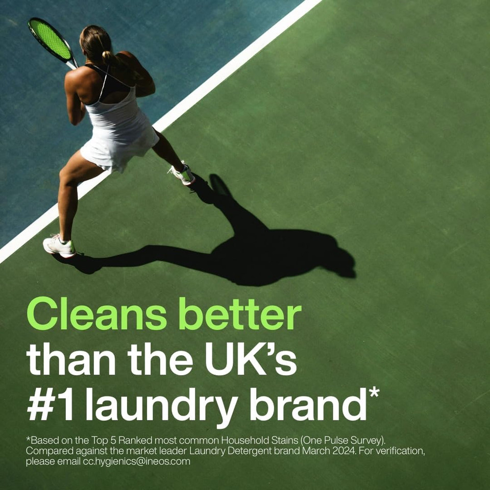 INEOS Next-Gen Non Bio Laundry Washing Liquid Detergent, 198 Washes (6 x 1L), High Performance Stain Remover For Clothes, Plant Powered, For Sensitive Skin, Geranium + Birch, Packaging May Vary