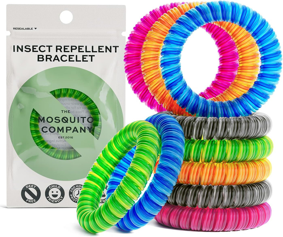 The Mosquito Company, Mosquito Repellent Bracelet, Insect Repellent Mosquito Bands, Triple Strength, Multi Coil Deet Free, Resealable Packaging, 250 Hours of Protection