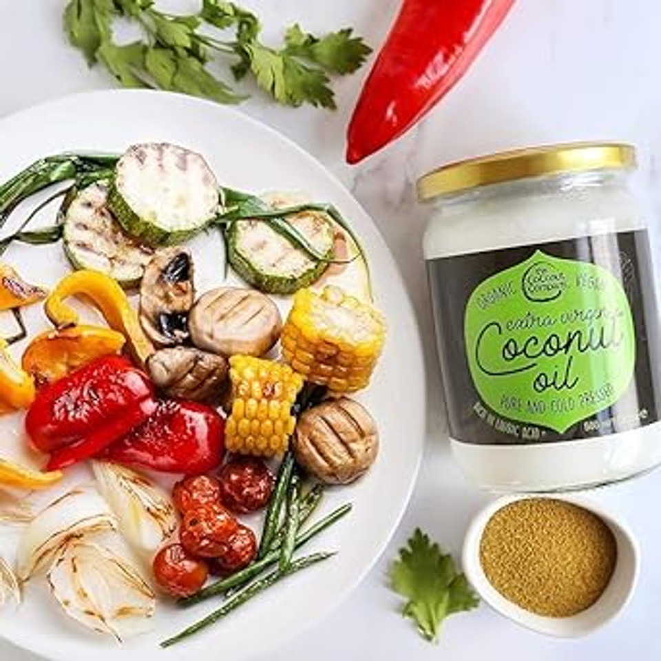 Organic Extra Virgin, Raw, Pure, Cold-Pressed, Vegan, GM-Free, Gluten-Free, Coconut Oil for Hair, Coconut Oil for Skin, Unrefined (500 ml)