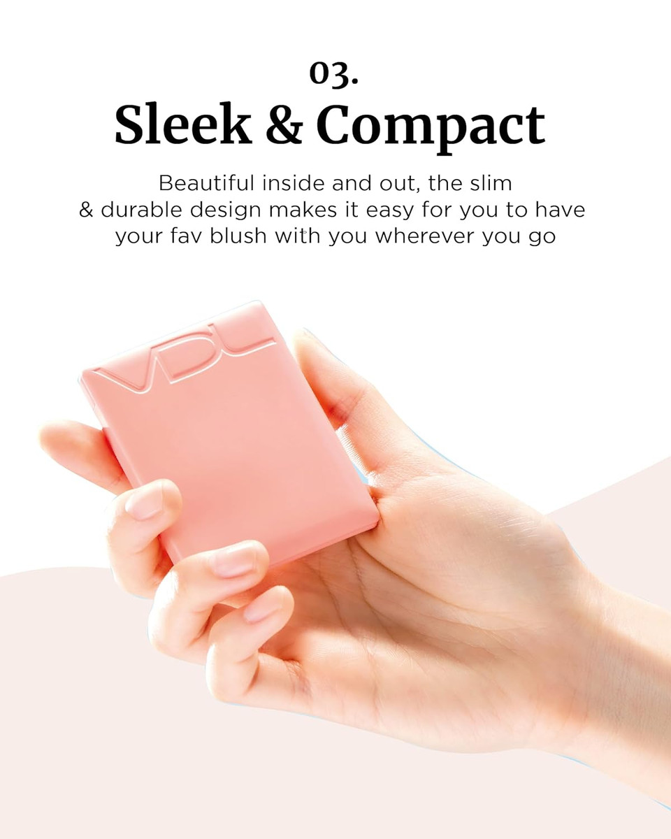 Vdl Cheekstain Blusher (02 Bouncing Peach, 0.2Oz) - Lightweight Pastel Blush For A Romantic Mood. Velvet Powder Formula, Seamless, Long-Lasting, Natural-Looking Glow | Korean Skincarebouncing Peach