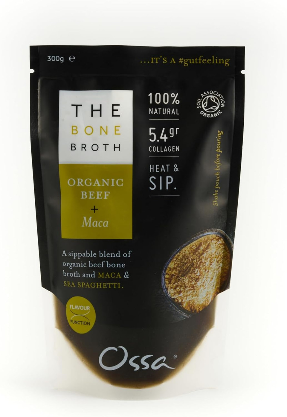 OSSA Organic Beef Bone Broth with Maca & Sea Spaghetti  Grass-Fed, Protein-Rich Superfood for Gut Health, Energy & Immunity | Keto & Paleo Friendly | 300g