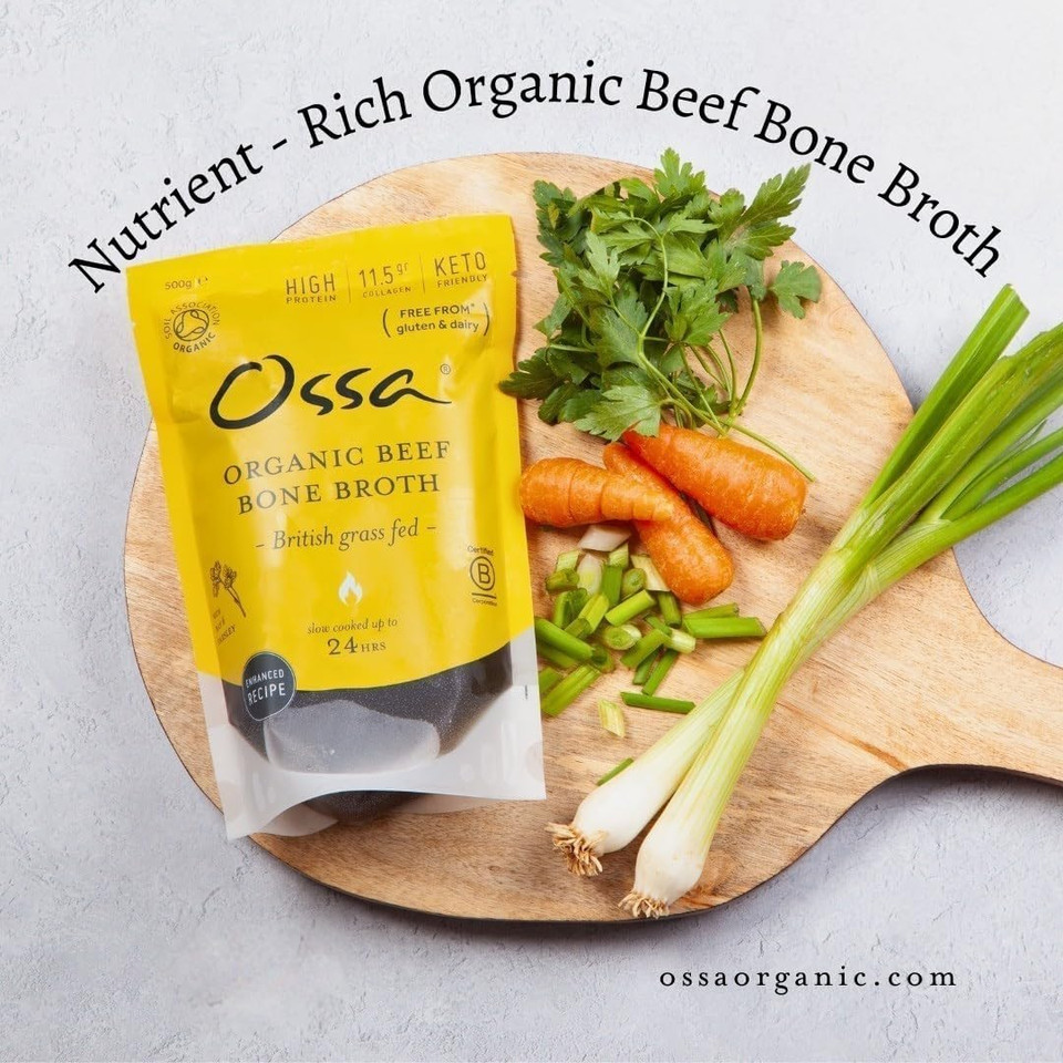 Ossa Beef Bone Broth, High-Protein Broth, Preservative-Free Soup & Cooking Essential, Keto & Paleo-Friendly Soup Maker for Gut Health & Digestion, 500 g - Delivered Chilled'